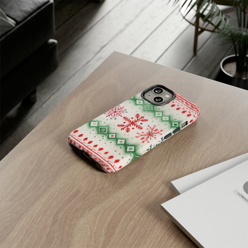 Icelandic Watercolor inspired by Christmas Sweaters - Impact Resistant Phone Case